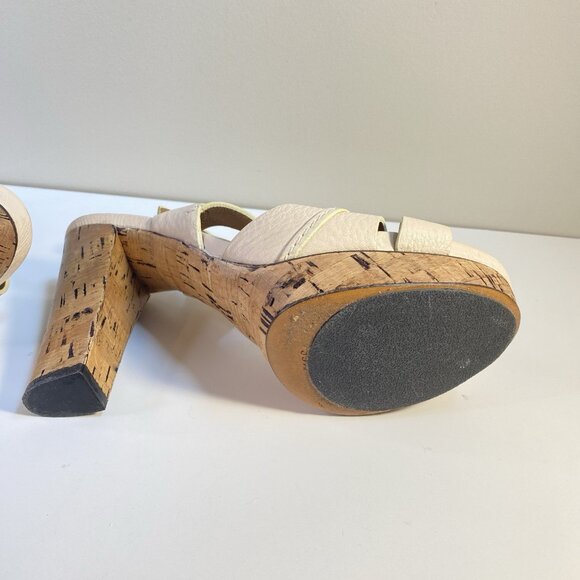 Chloe Cream Leather Renna Cork Sandals Size 39.5 - Picture 7 of 12